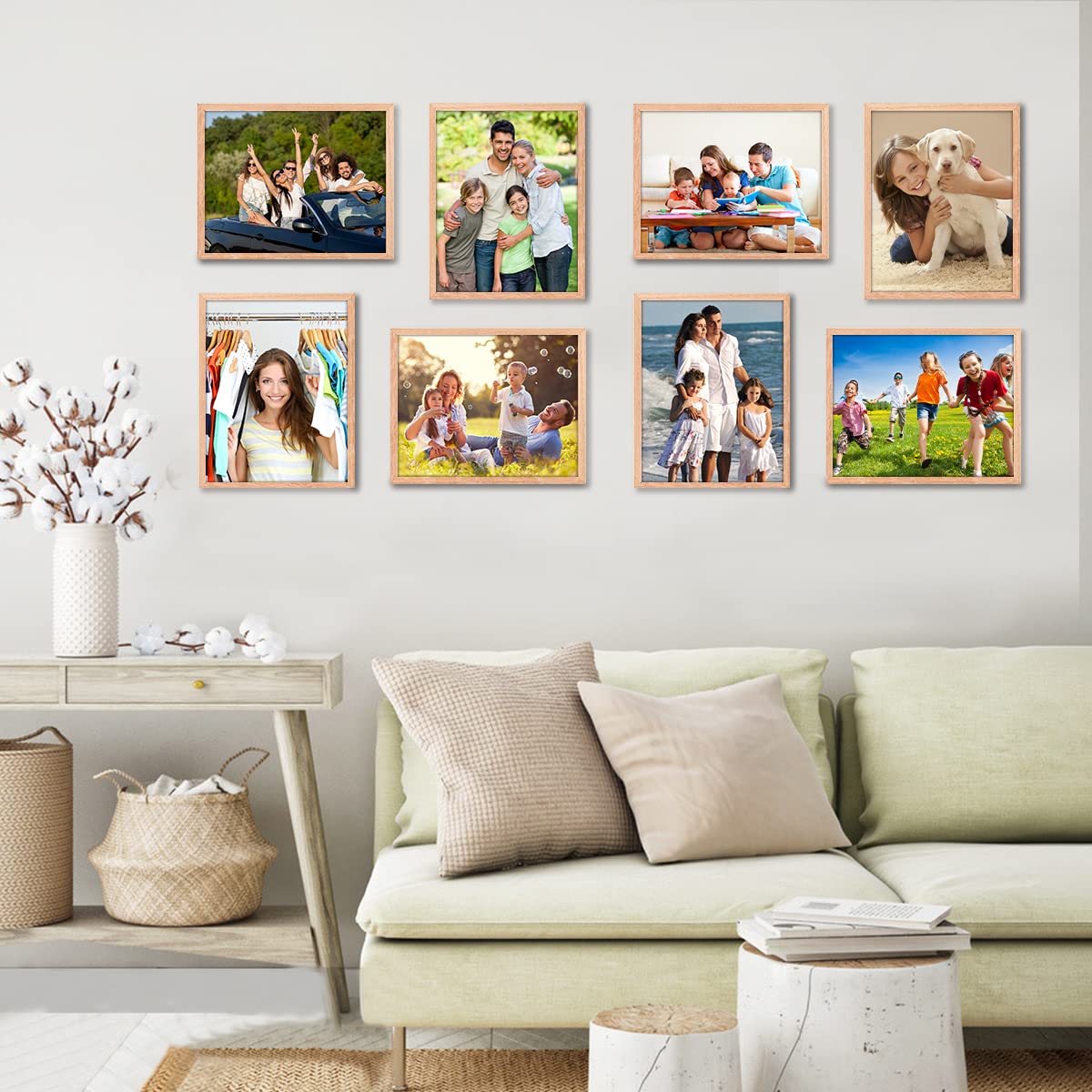 ATOBART 8x10 Set of 4 OAK Wood Picture Frame Solid Wooden Photo Frame Natural Wood Color Frames with Real Glass for Wall Mountin